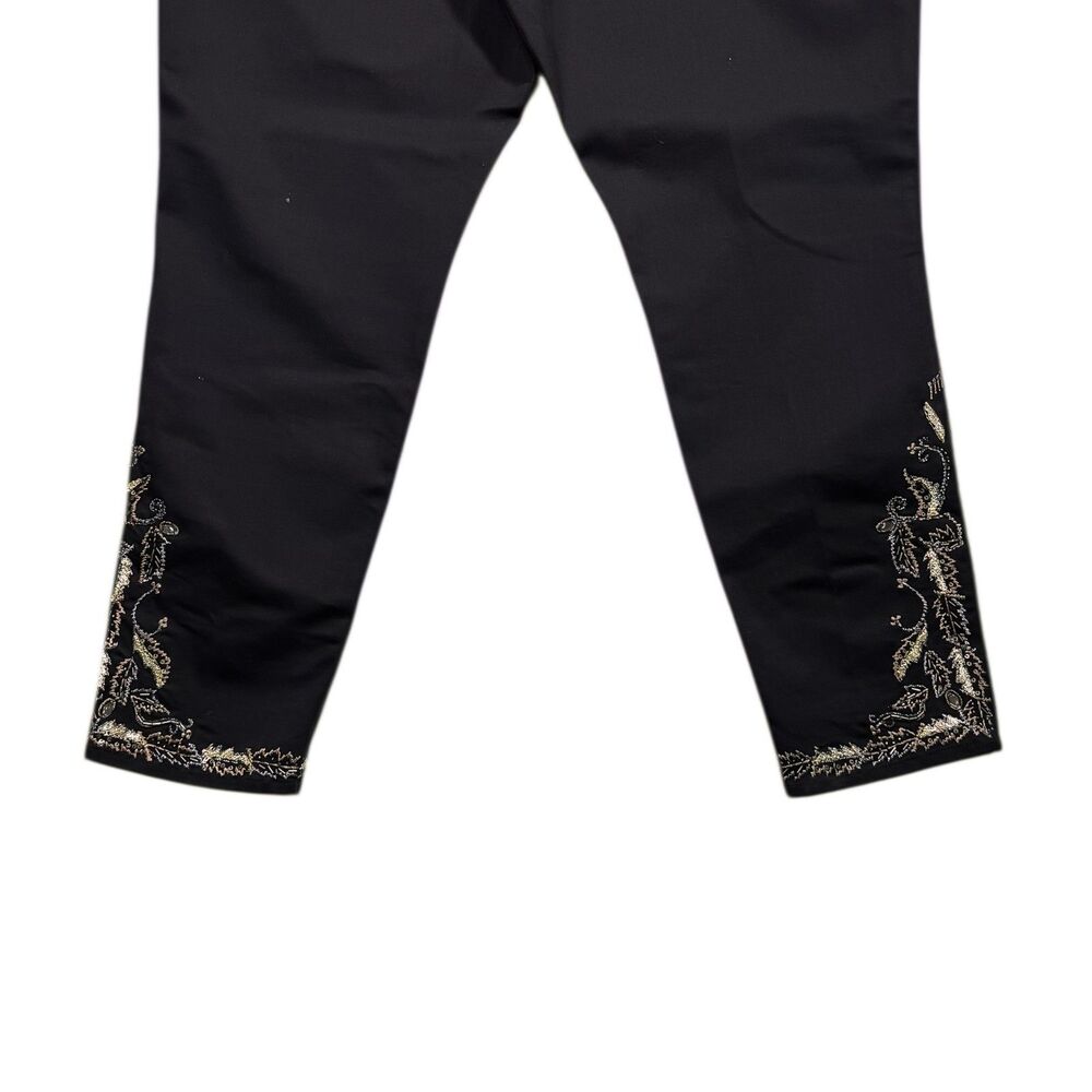 Lauren Ralph Lauren Black Label Womens 20W Black Embellished Beaded Ankle Pants - Picture 8 of 11